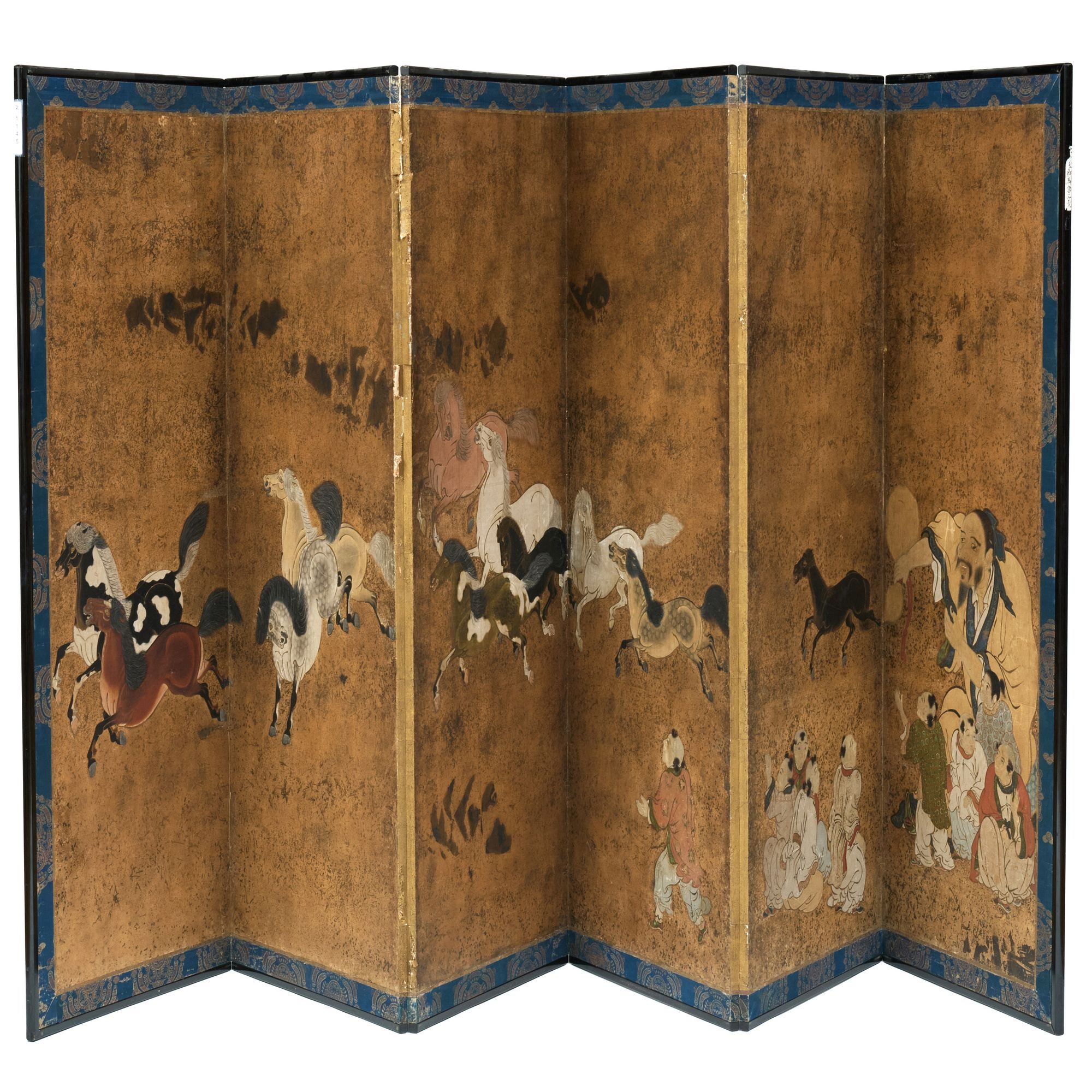 Artwork by Japanese School, Pair of Japanese Six Panel Screens with Horses, Made of Ink And Colors On Paper
