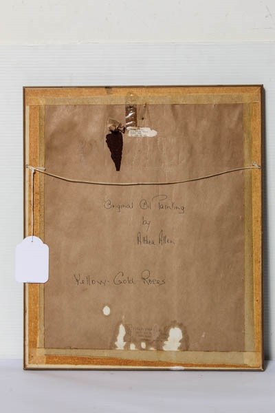 Artwork by Athena Allen, Yellow-Gold Roses, Made of Oil On Board