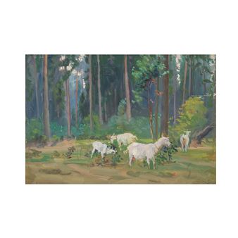 Chèvres dans la forêt - Boris Jeremejevich Vladimirsky