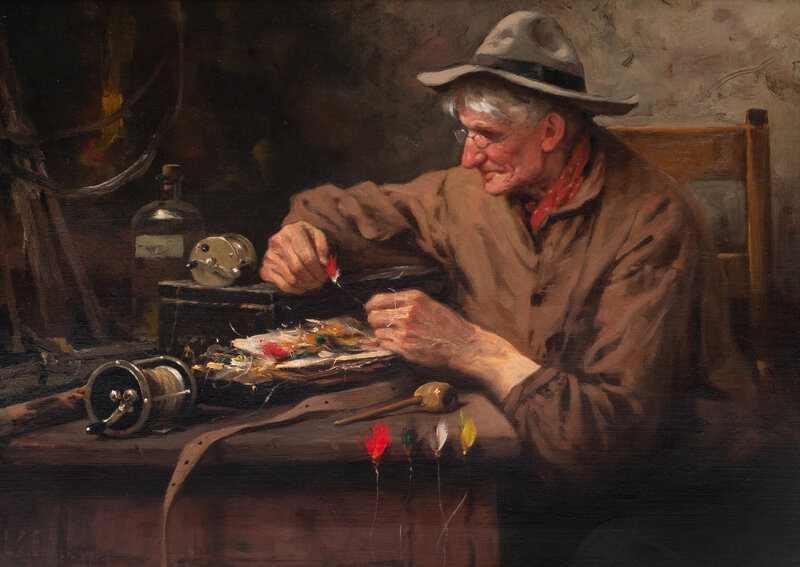 Artwork by Lawrence Carmichael Earle, Lawrence Earle
(American, 1845-1921)
Tying Flies, Made of oil on canvas