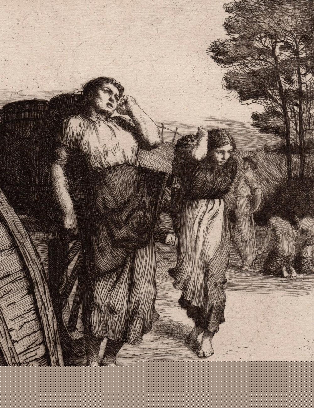 Artwork by William Strang, Lifting Potatoes, Made of Original Hand Pulled Copper Plate Etching On Thick Wove Paper