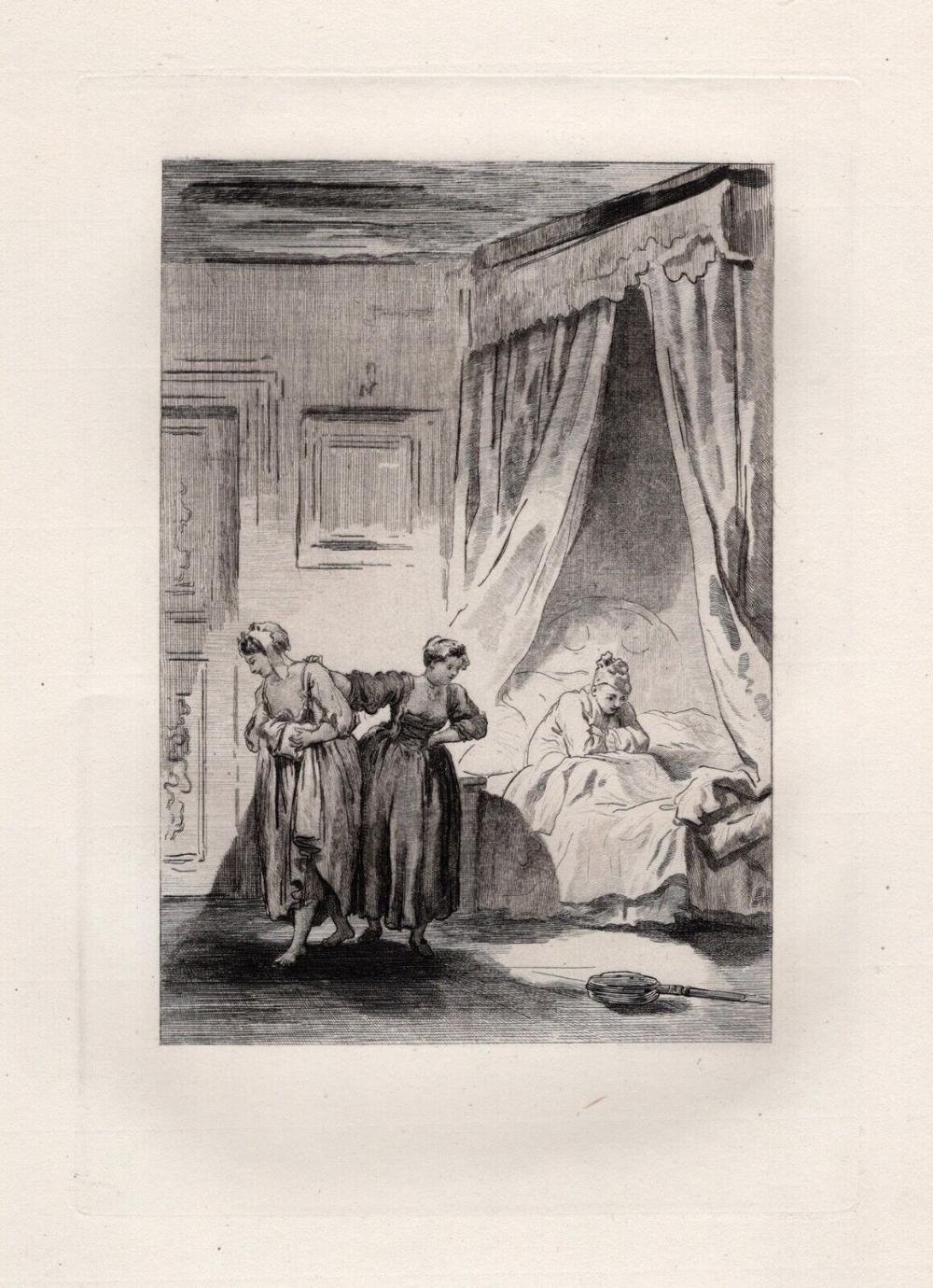 Artwork by Jean-Honoré Fragonard, The Three Gossips, Made of Etching On Laid Paper