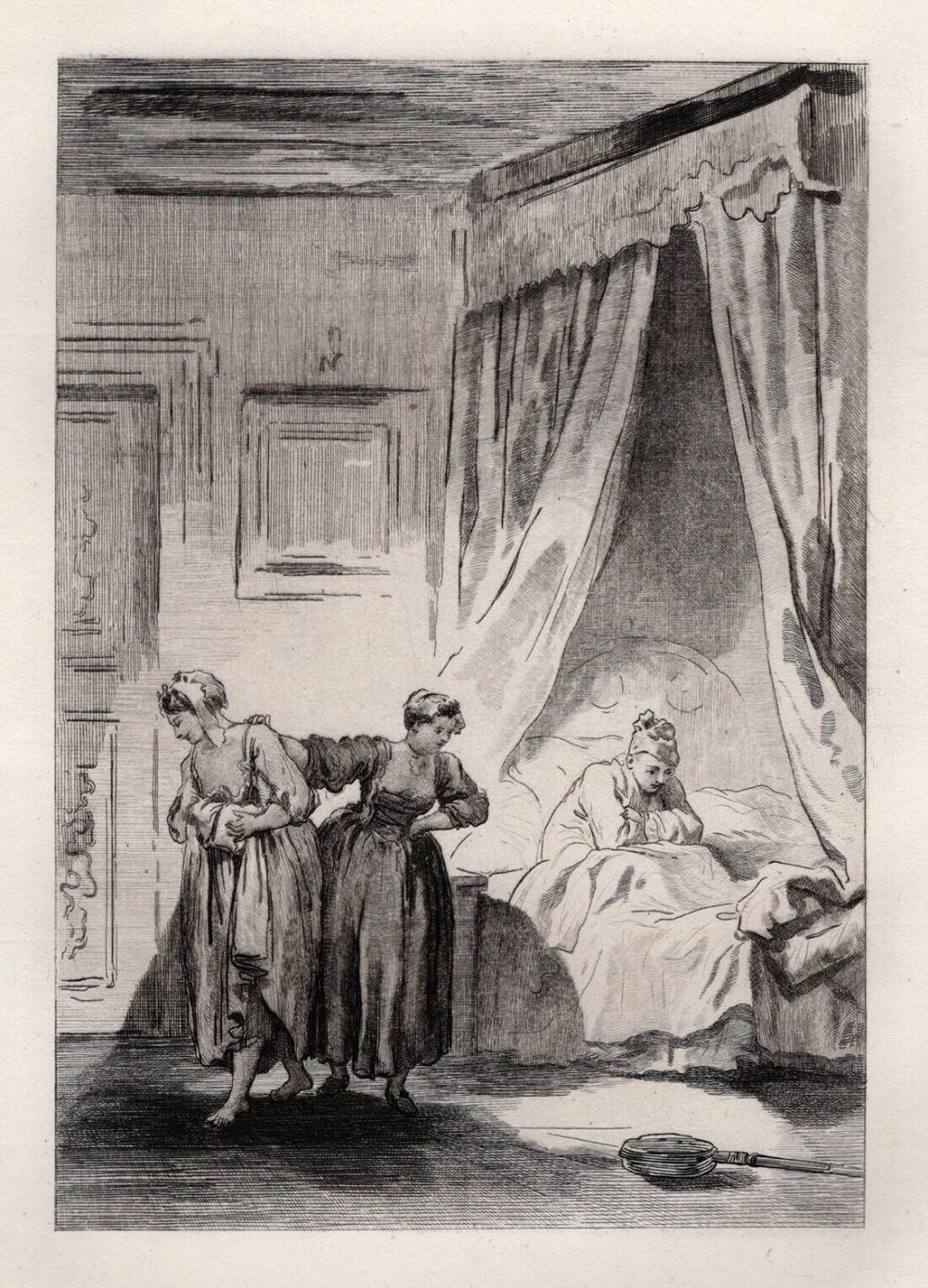 Artwork by Jean-Honoré Fragonard, The Three Gossips, Made of Etching On Laid Paper