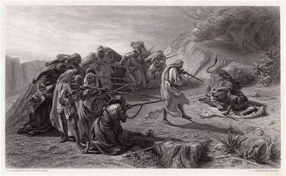 Lion Hunting in Arabia - Charles Alexandre Coëssin De La Fosse