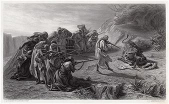 Lion Hunting in Arabia - Charles Alexandre Coëssin De La Fosse