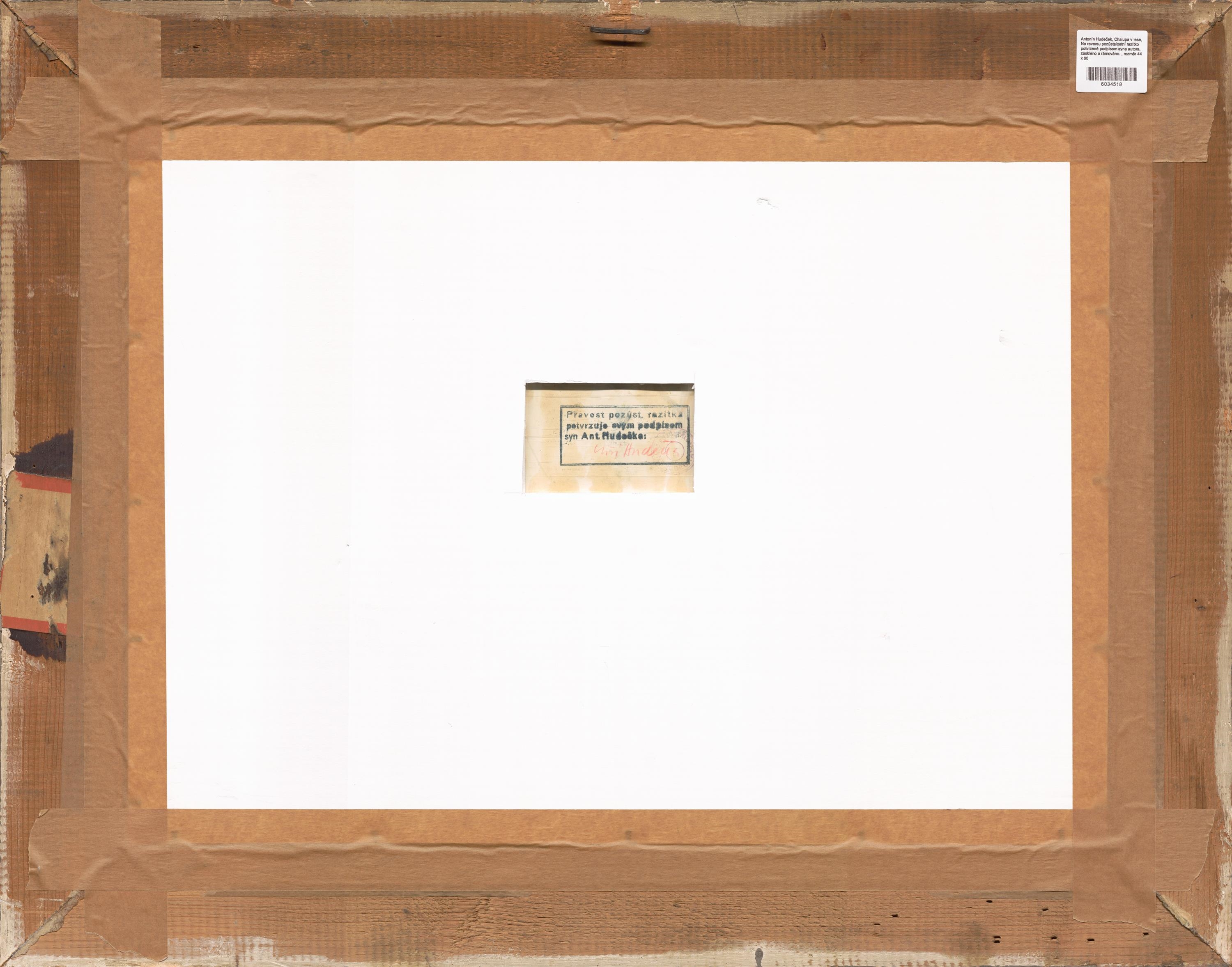 Artwork by Antonín Hudeček, Chalupa v lese, Made of oil on cardboard