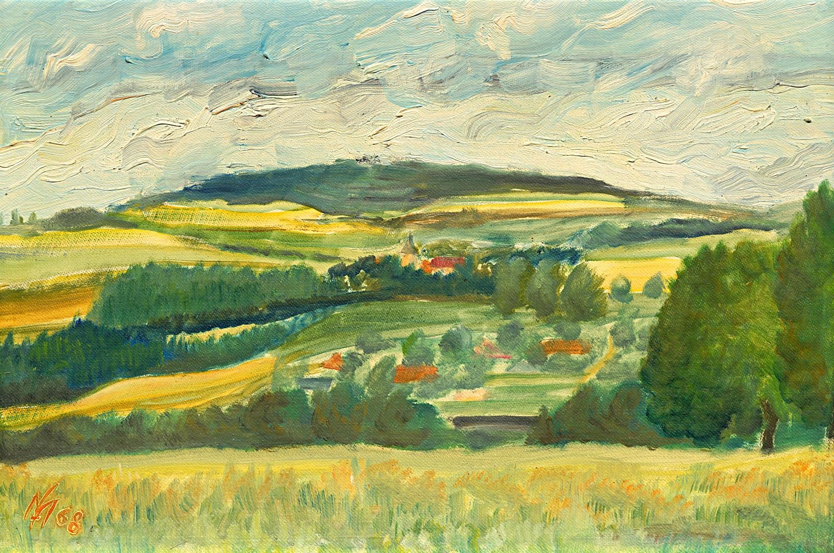 Artwork by František Matoušek, Krajina, Made of oil on cardboard