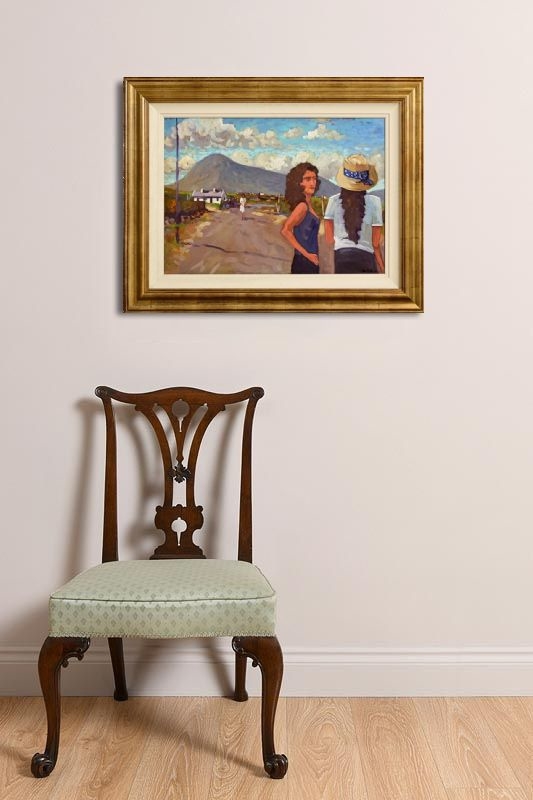 Artwork by Alex McKenna, Out for a Walk on the Dugort Road, Achill, Made of Oil On Board