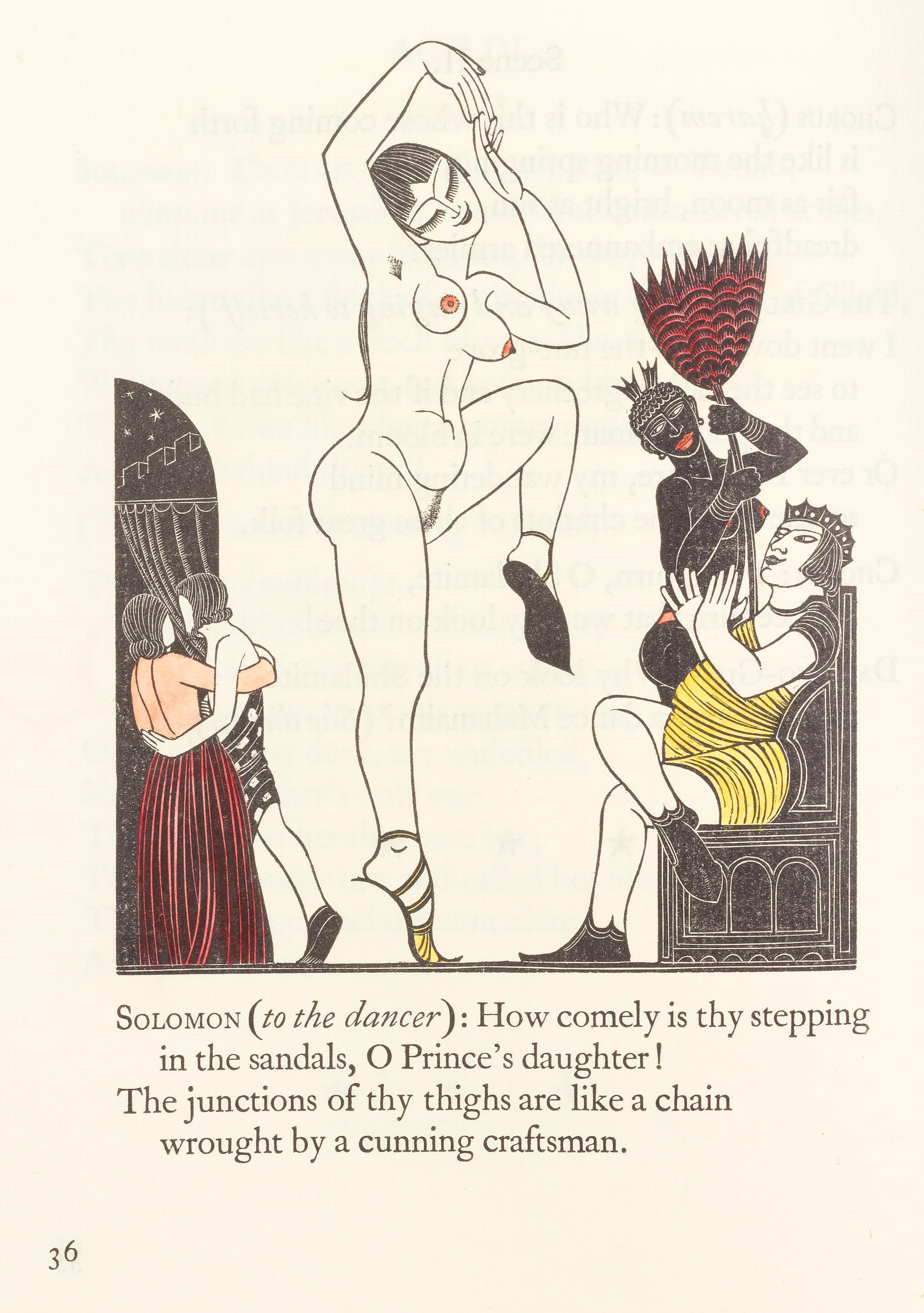 Artwork by Eric Gill, The Song of Songs, NUMBER 6 OF 30 HAND-COLOURED COPIES SIGNED BY GILL AND ROBERT GIBBINGS, 1925, Made of paper, printed in red and black, woodcut illustrations