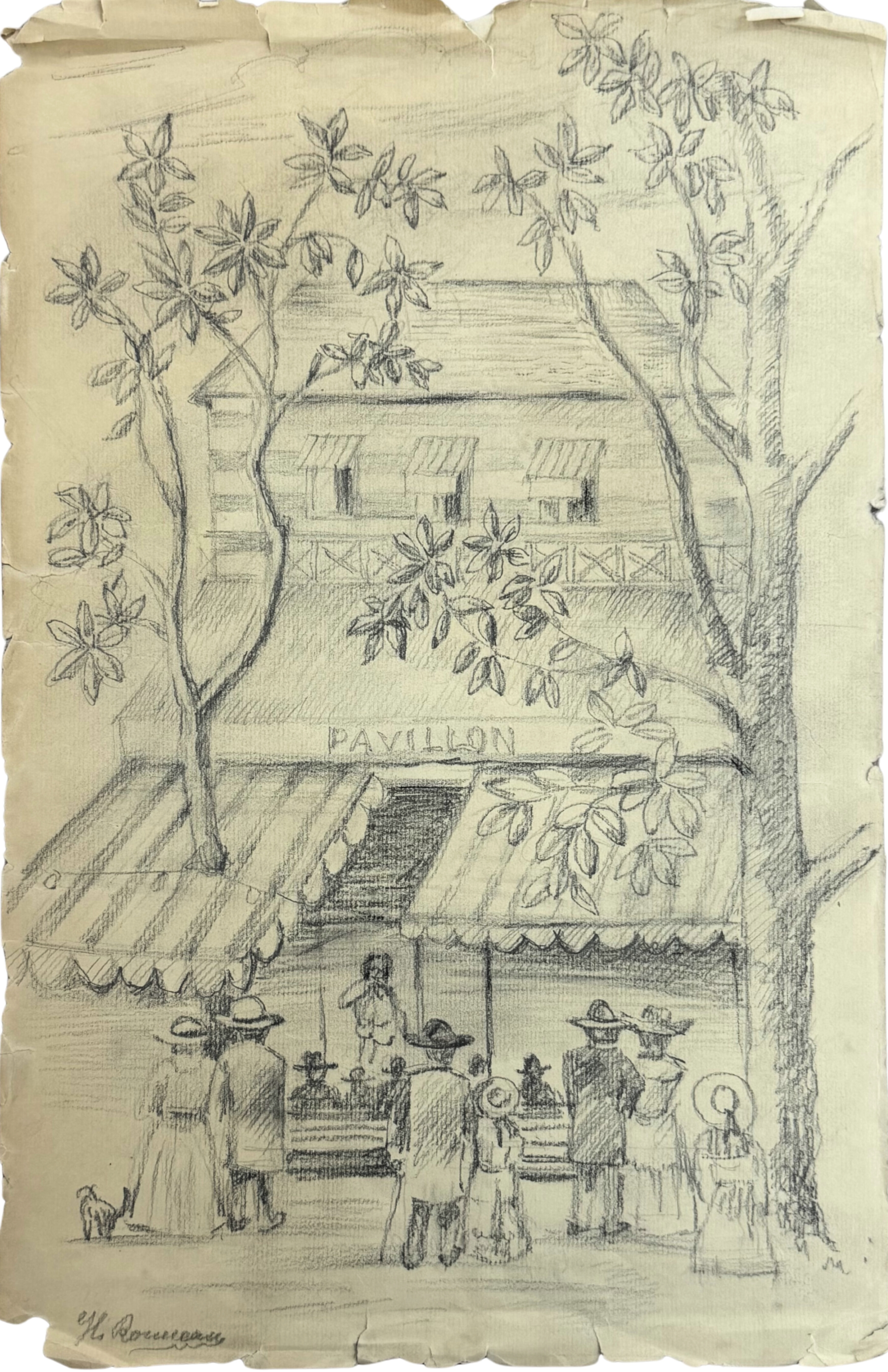 Artwork by Henri Rousseau, Pavillon Scene, Made of Pencil On Paper