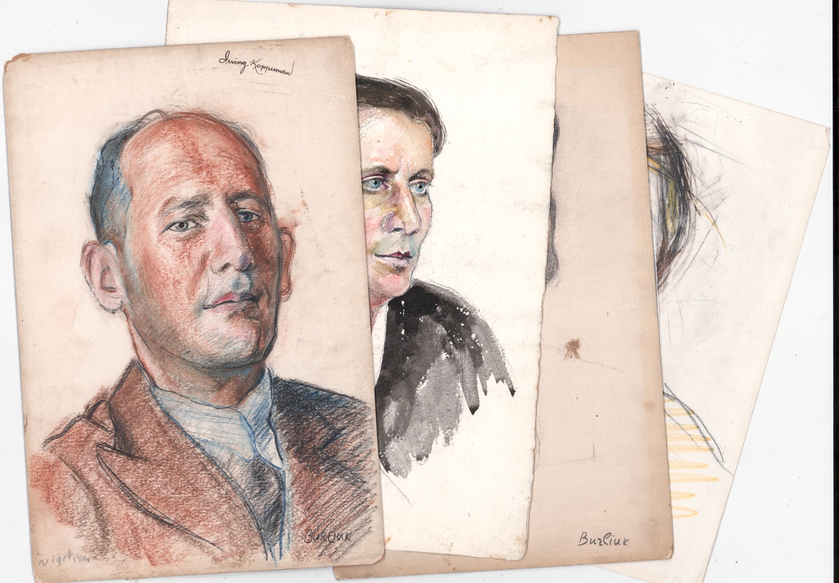 Artwork by David Burliuk, Original Portrait Drawings (4 works
