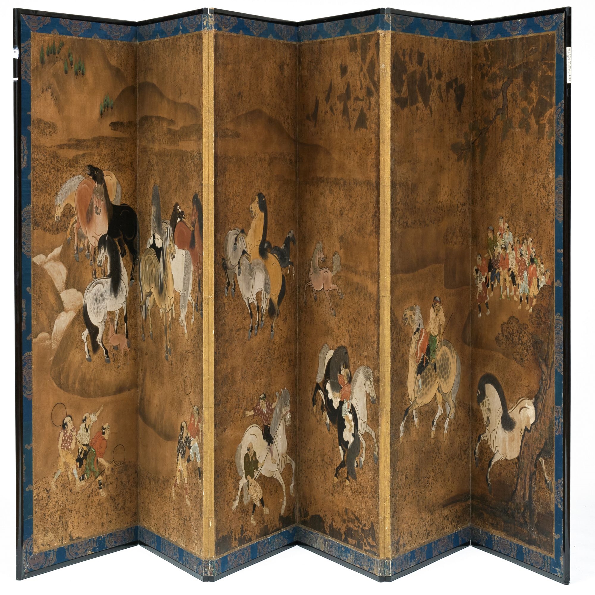 Artwork by Japanese School, Pair of Japanese Six Panel Screens with Horses, Made of Ink And Colors On Paper