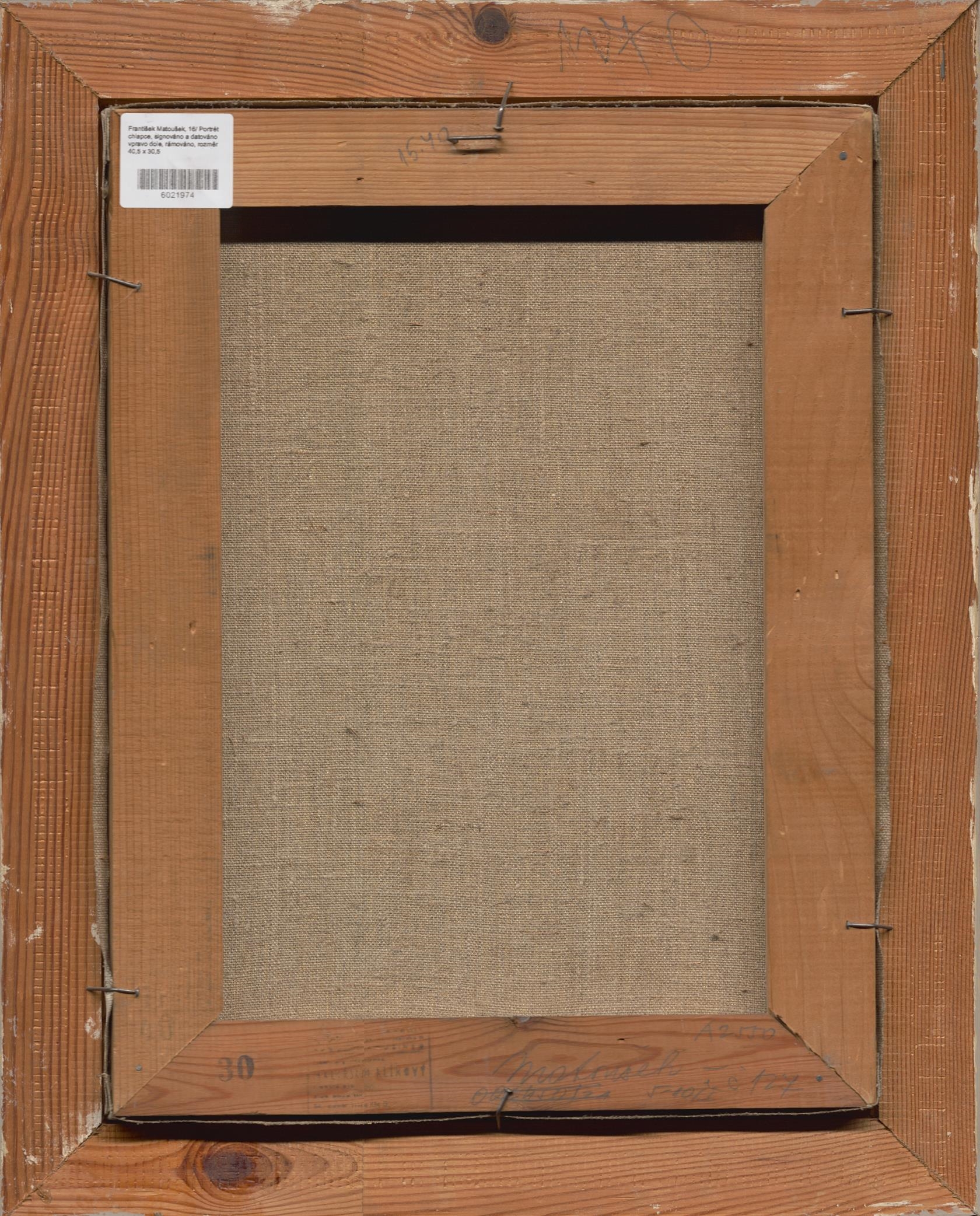 Artwork by František Matoušek, Portrét chlapce, Made of oil on canvas