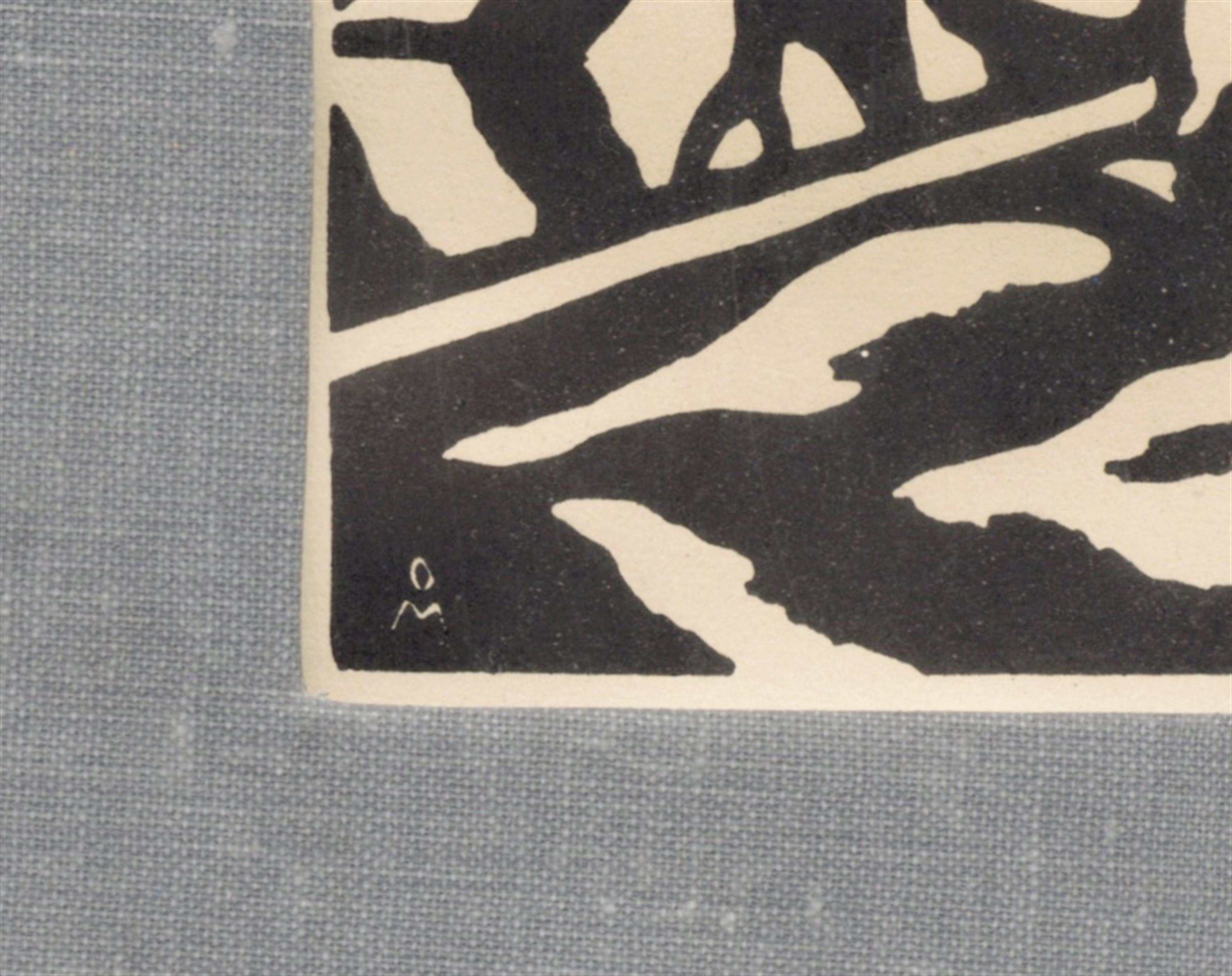 Artwork by Otakar Mrkvička, Muži na cestě, Made of linocut