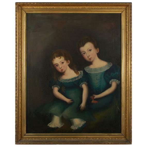 Portrait of Two Young Girls by English School