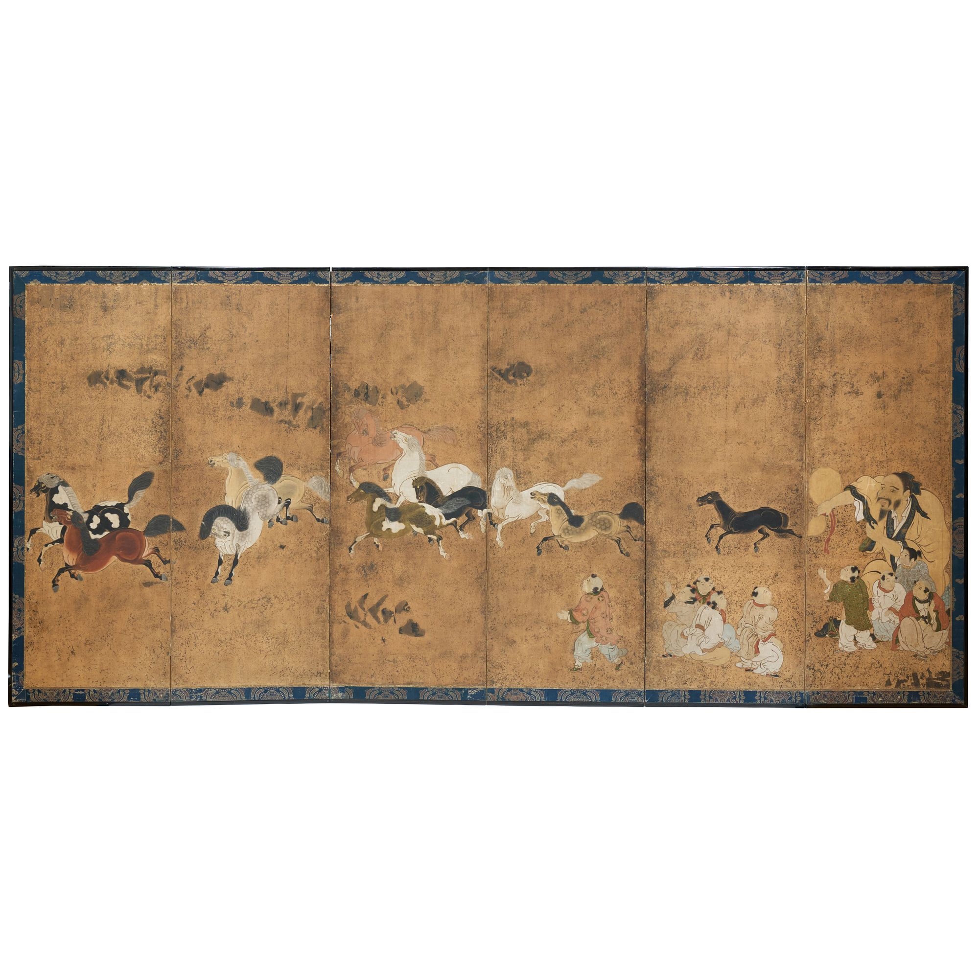 Artwork by Japanese School, Pair of Japanese Six Panel Screens with Horses, Made of Ink And Colors On Paper