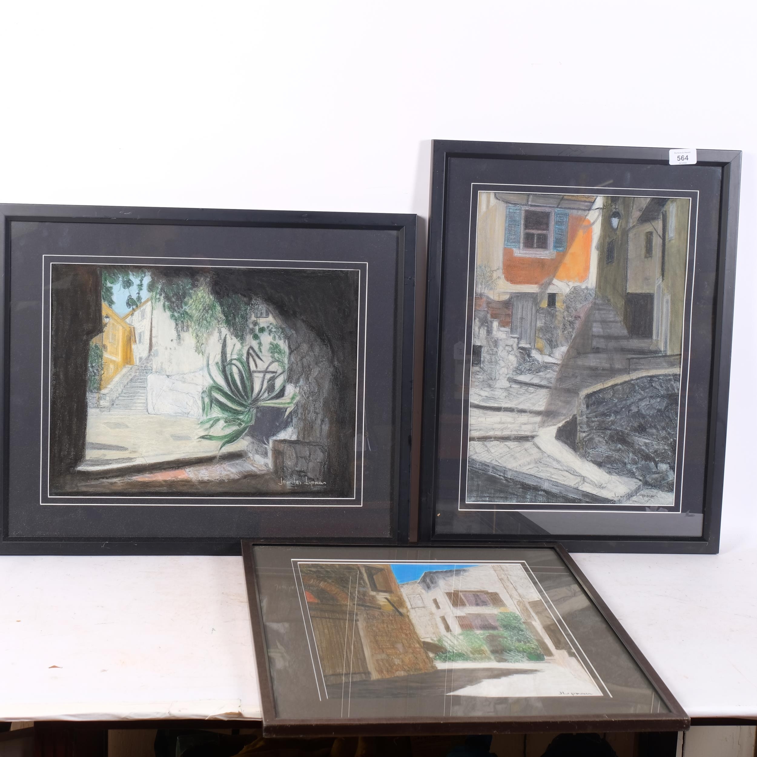 Artwork by Jennifer Lipman, 3 original pastels and charcoal sketches, Made of Pastels And Charcoal