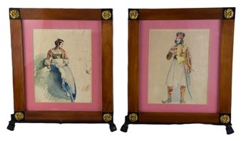 A pair of Louis Comfort Tiffany watercolors - Louis Comfort Tiffany