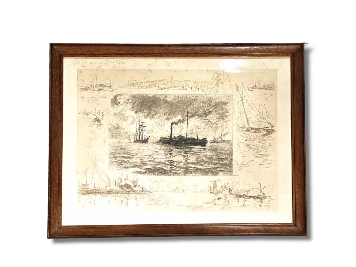 Artwork by René Pinard, La Basse Loire, le remorqueur L'Arsène, Made of Engraving