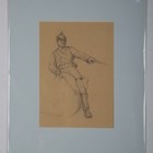 Artwork by James Albert Buchanan Jay, Three military studies of officers in uniform, Made of Pencil, Two Heightened With White And On Grey Paper, Pen And Ink