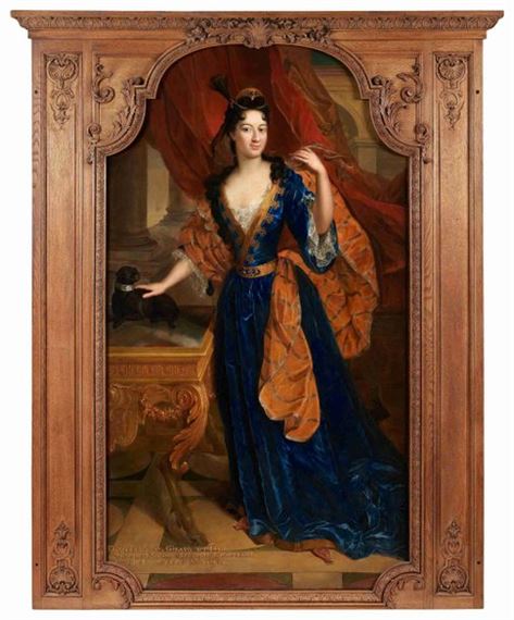 Portrait of Louise Élisabeth Girard du Thil and her dog by Gabriel Revel, circa 1699 - 1700