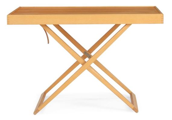 Beech coffee table with folding frame and pear wood top