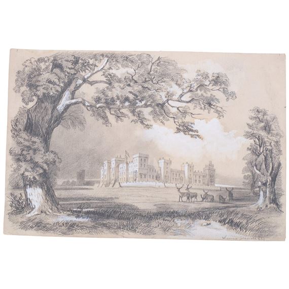 study of Windsor Castle from the park - William Daniell