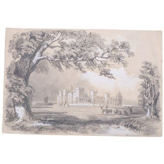 study of Windsor Castle from the park - William Daniell