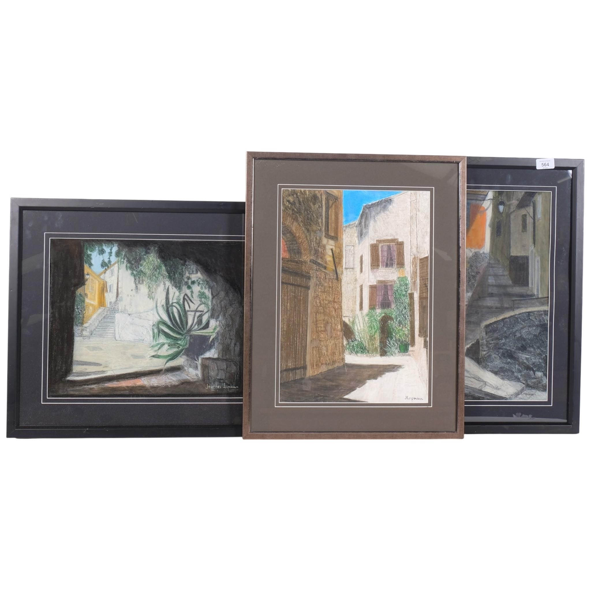 Artwork by Jennifer Lipman, 3 original pastels and charcoal sketches, Made of Pastels And Charcoal