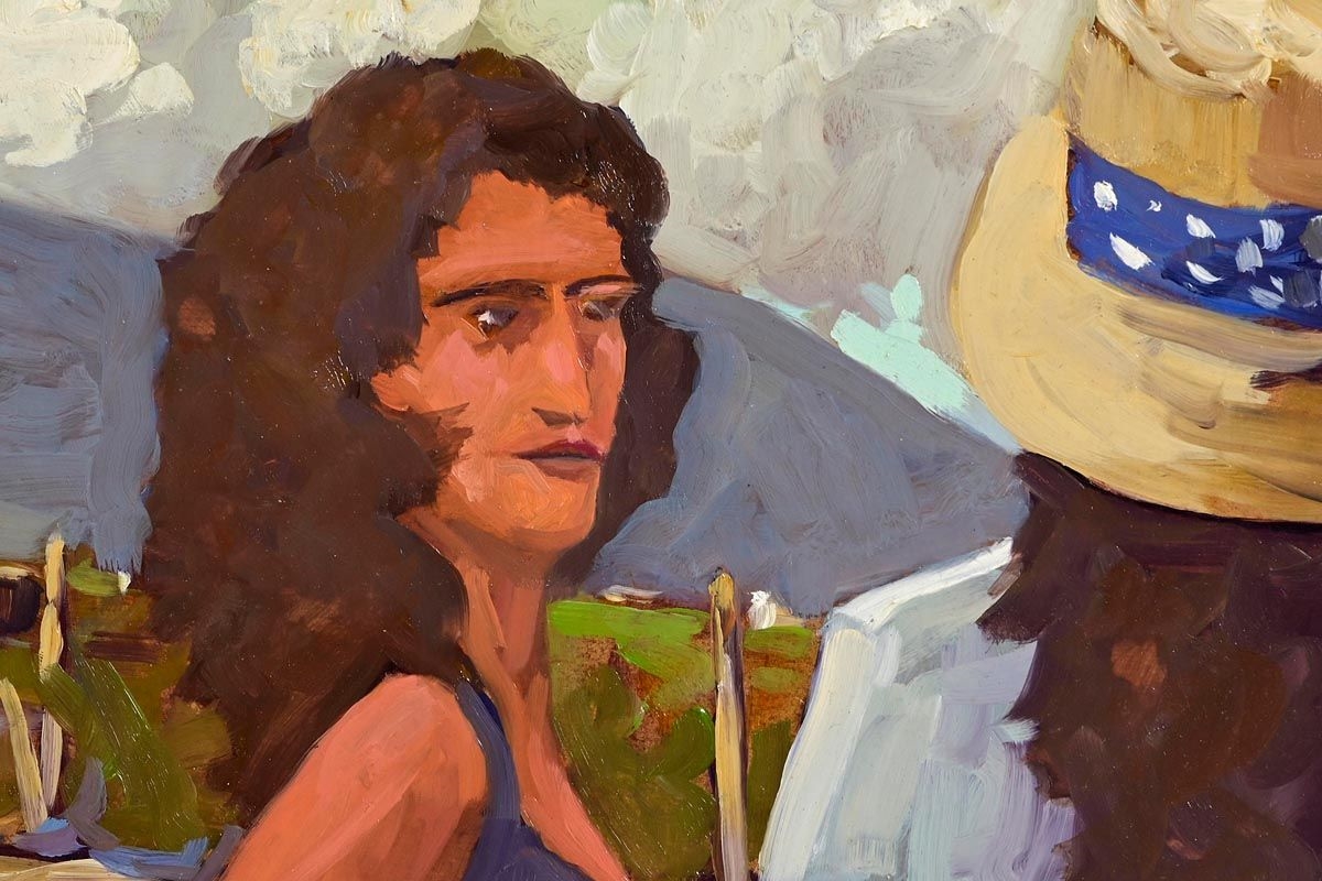 Artwork by Alex McKenna, Out for a Walk on the Dugort Road, Achill, Made of Oil On Board