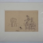 Artwork by James Albert Buchanan Jay, Three military studies of officers in uniform, Made of Pencil, Two Heightened With White And On Grey Paper, Pen And Ink