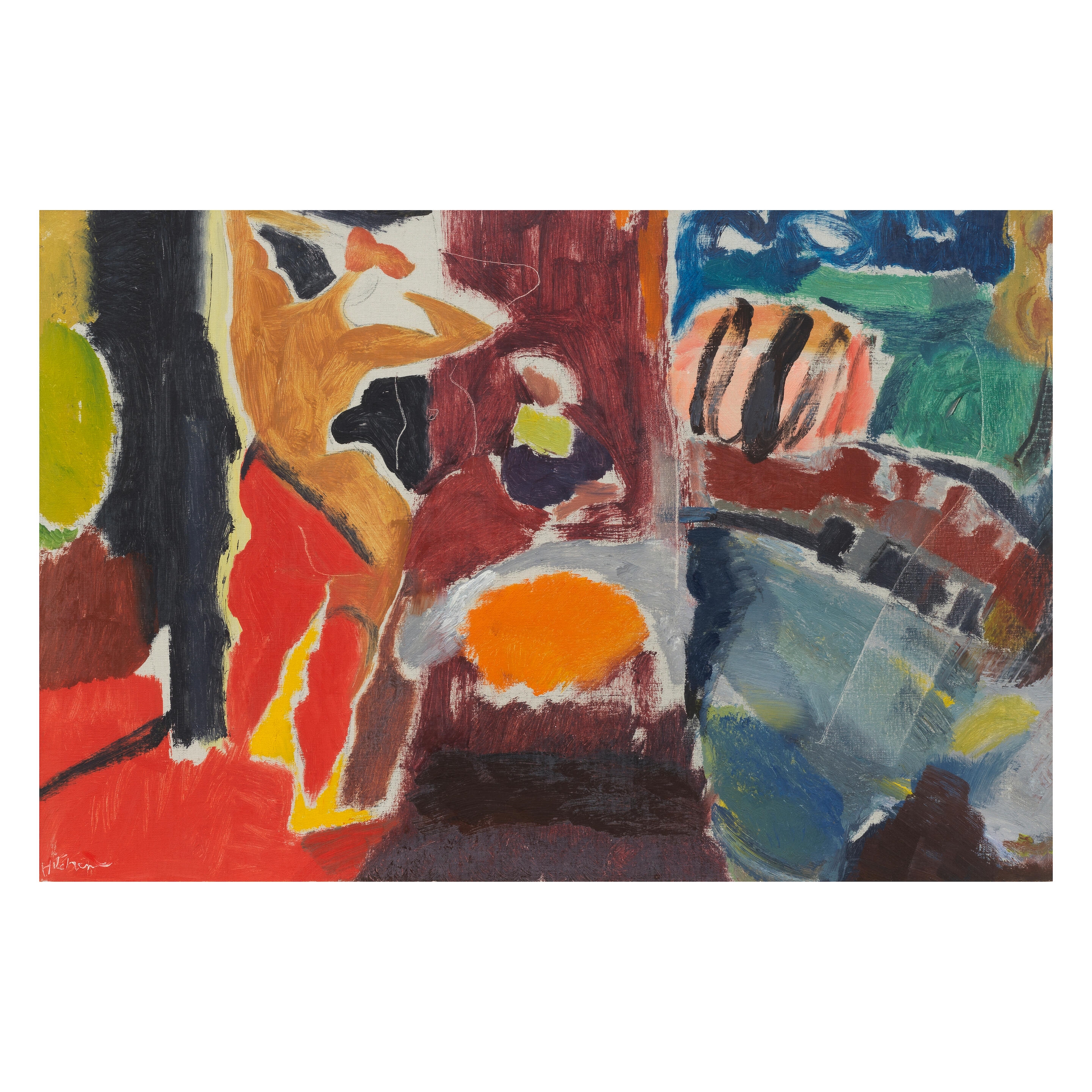 Artwork by Ivon Hitchens, Interior, Red Sunlight 50.8 x 76.7 cm. (20 x 30 1/4 in, Made of oil on canvas