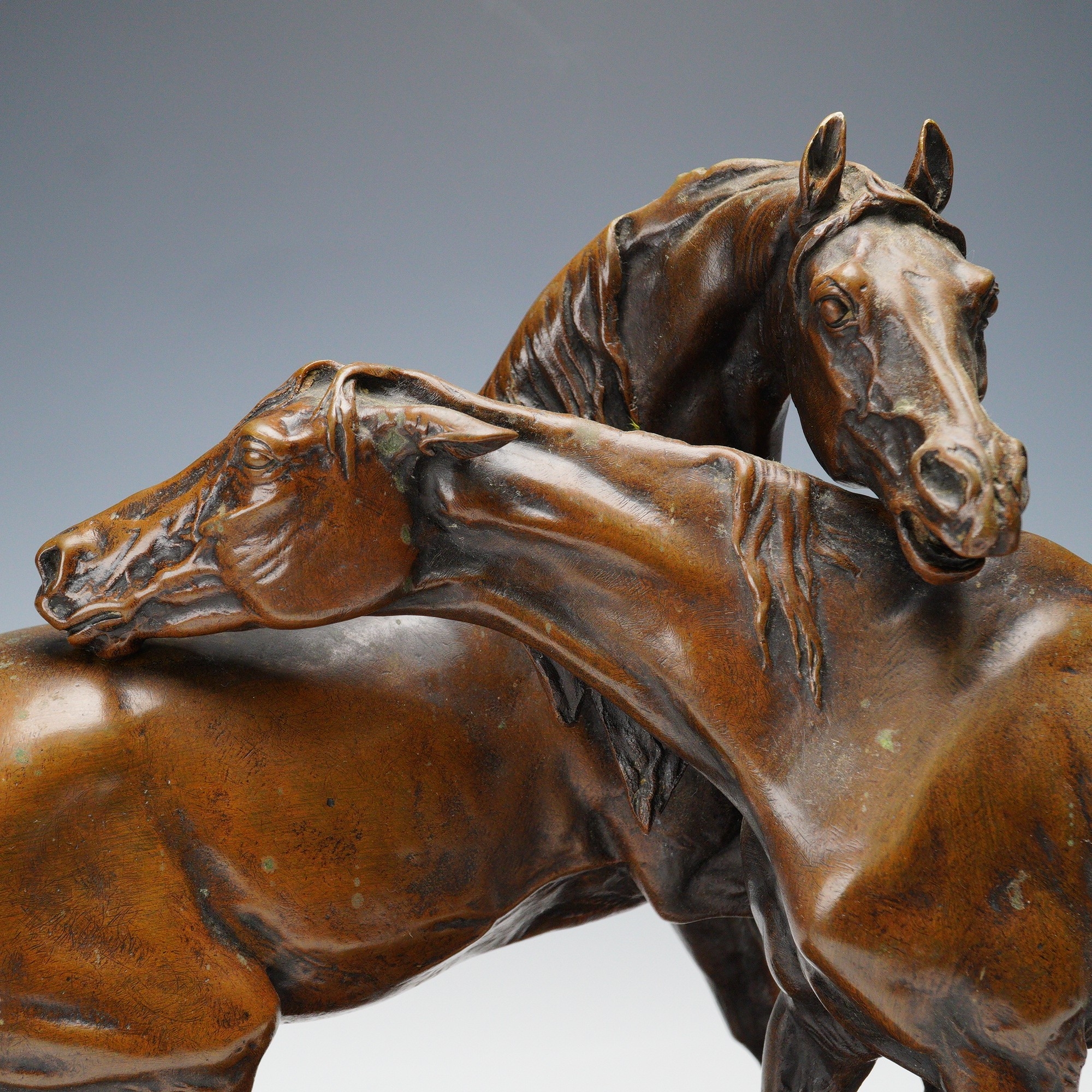 Artwork by Pierre-Jules Mene, L'Accolade, Made of cast bronze sculpture