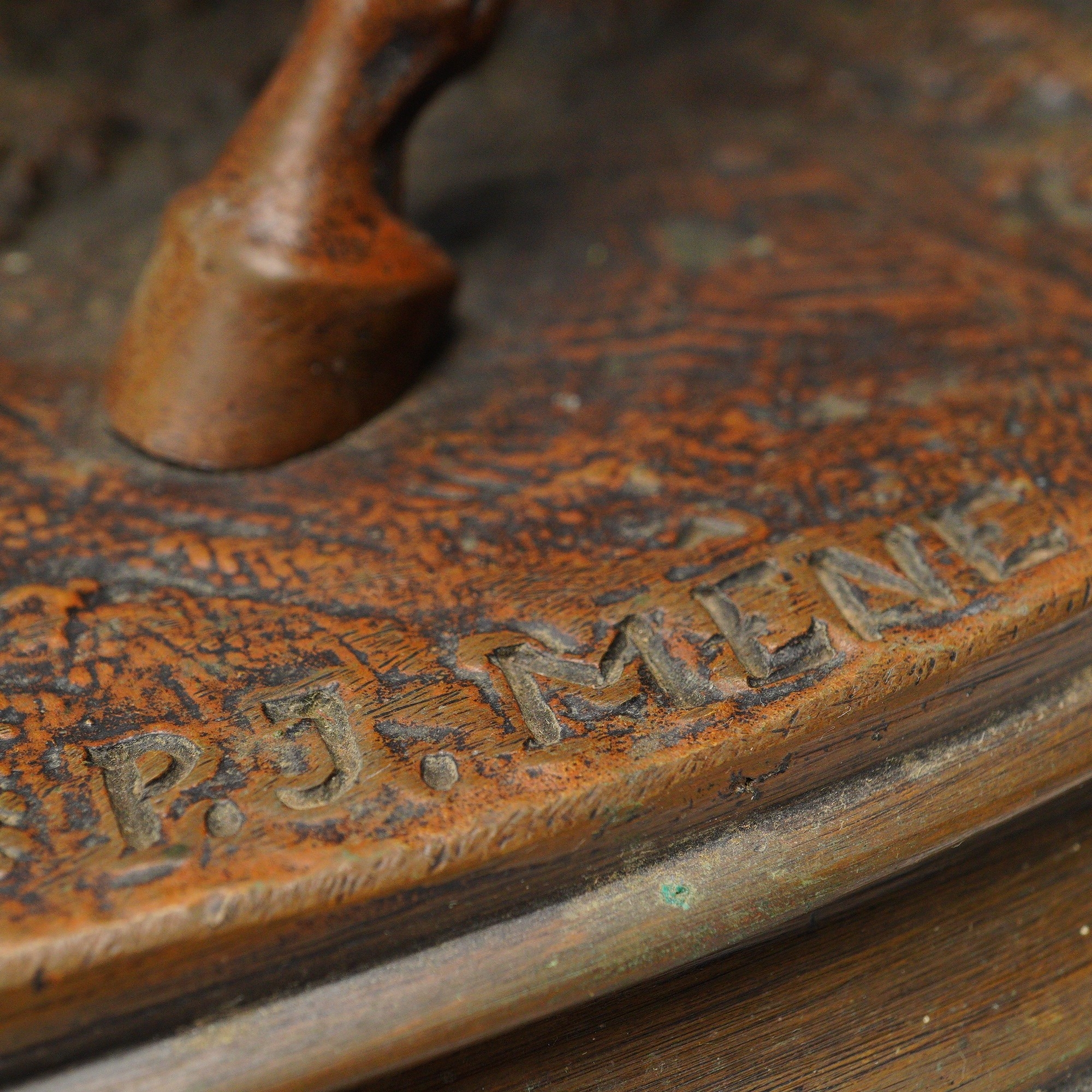 Artwork by Pierre-Jules Mene, L'Accolade, Made of cast bronze sculpture