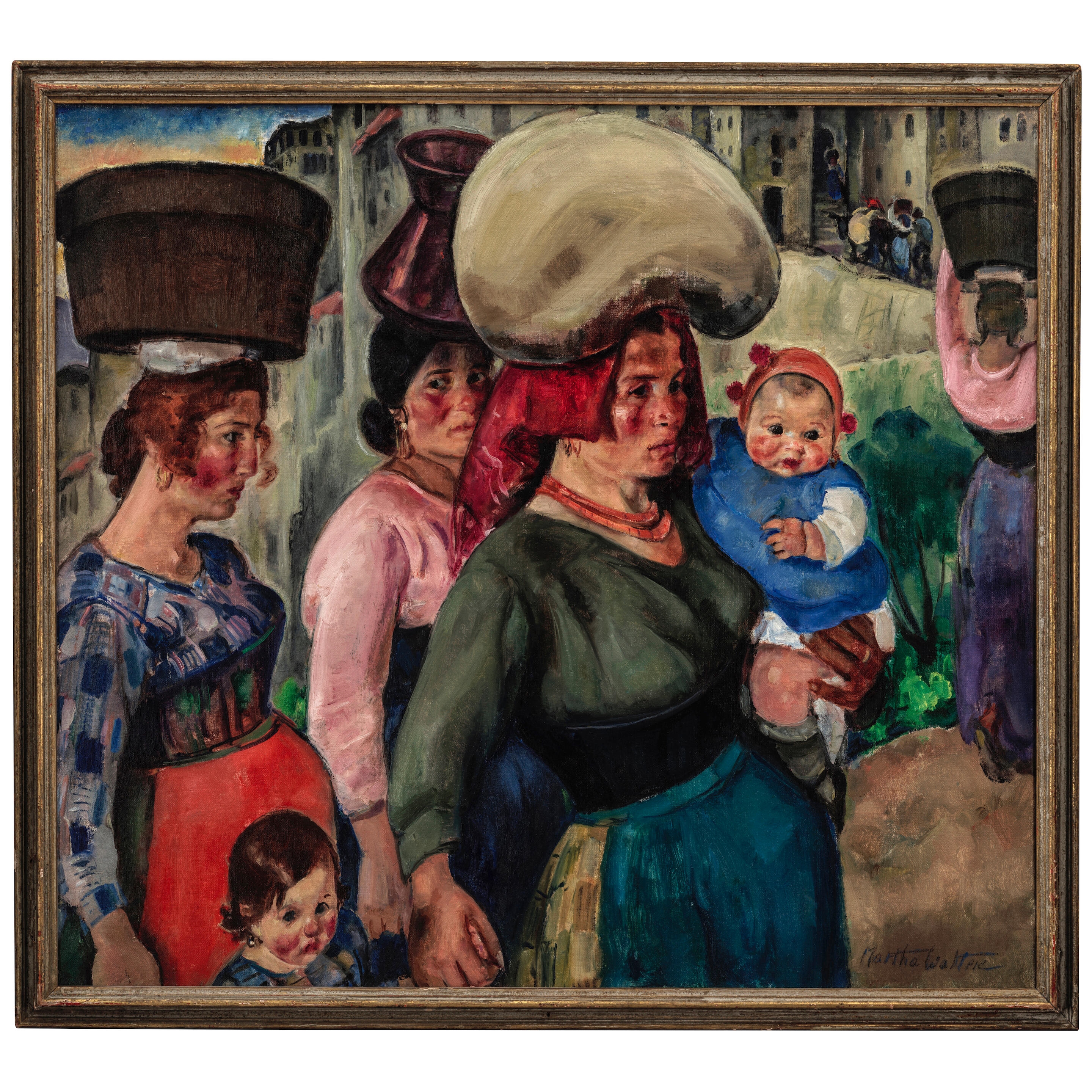 Artwork by Martha Walter, Women and Children in Anticoli, Made of oil on canvas