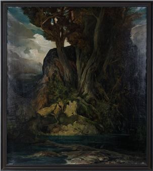 Alte Eiche an der Klippe by Ernst Roeber, 1849