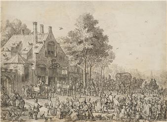 A country market in front of an inn