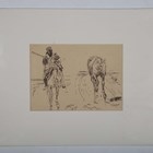 Artwork by James Albert Buchanan Jay, Three military studies of officers in uniform, Made of Pencil, Two Heightened With White And On Grey Paper, Pen And Ink