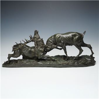 Bronze Sculpture of Fighting Stags - Thomas François‏ Cartier