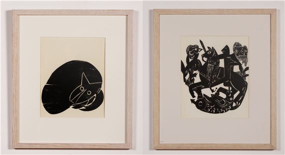 two monochrome prints - HAP  Grieshaber