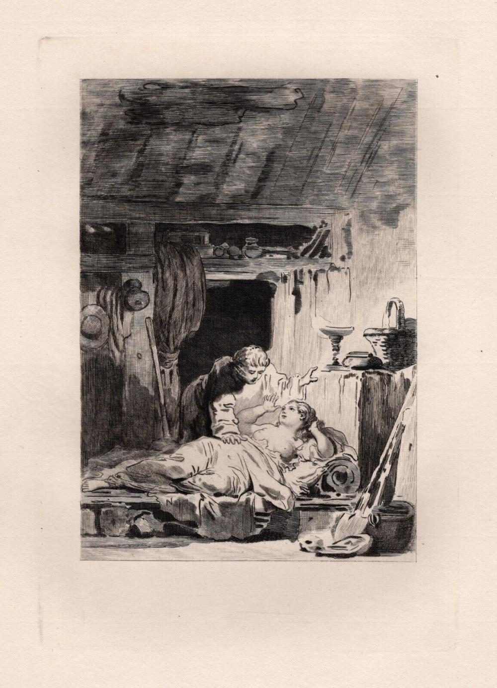 Artwork by Jean-Honoré Fragonard, Le Diable en Enfer, Made of Etching On Laid Paper