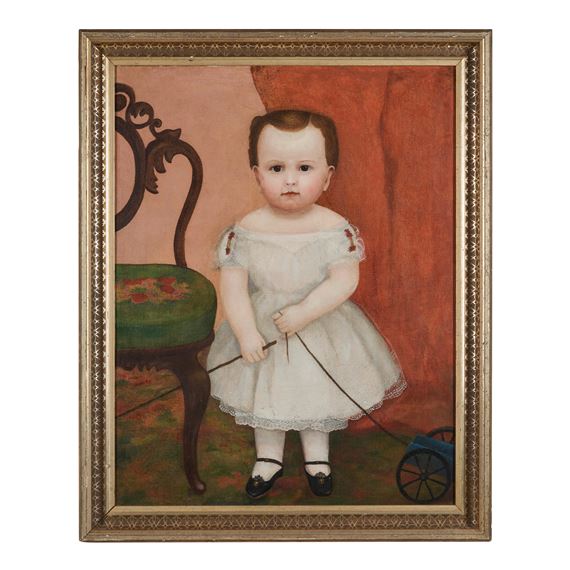 Portrait of a Child with Toy Cannon and Whip, c. 1860 - American School, 19th Century