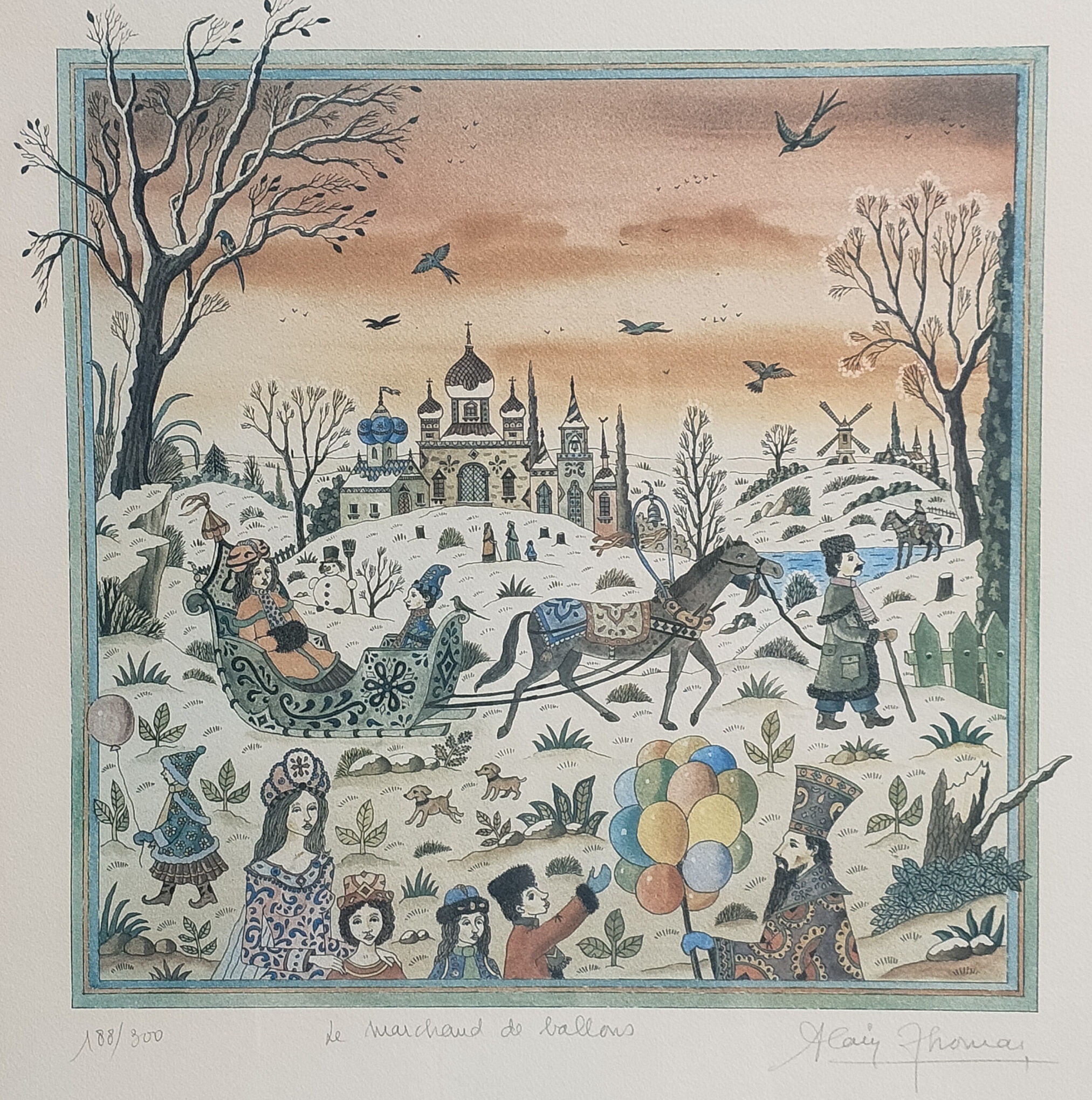 Artwork by Alain Thomas, Le marchand de ballons, Made of Lithographie