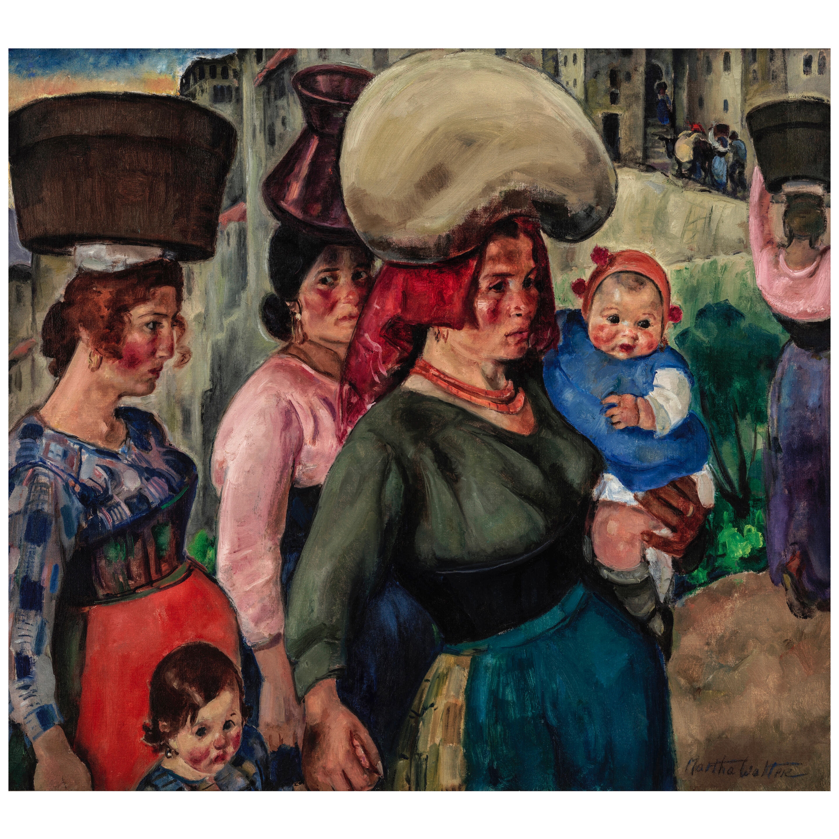 Artwork by Martha Walter, Women and Children in Anticoli, Made of oil on canvas