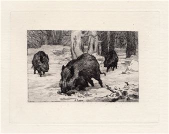 Wild Boars - Auguste Lançon