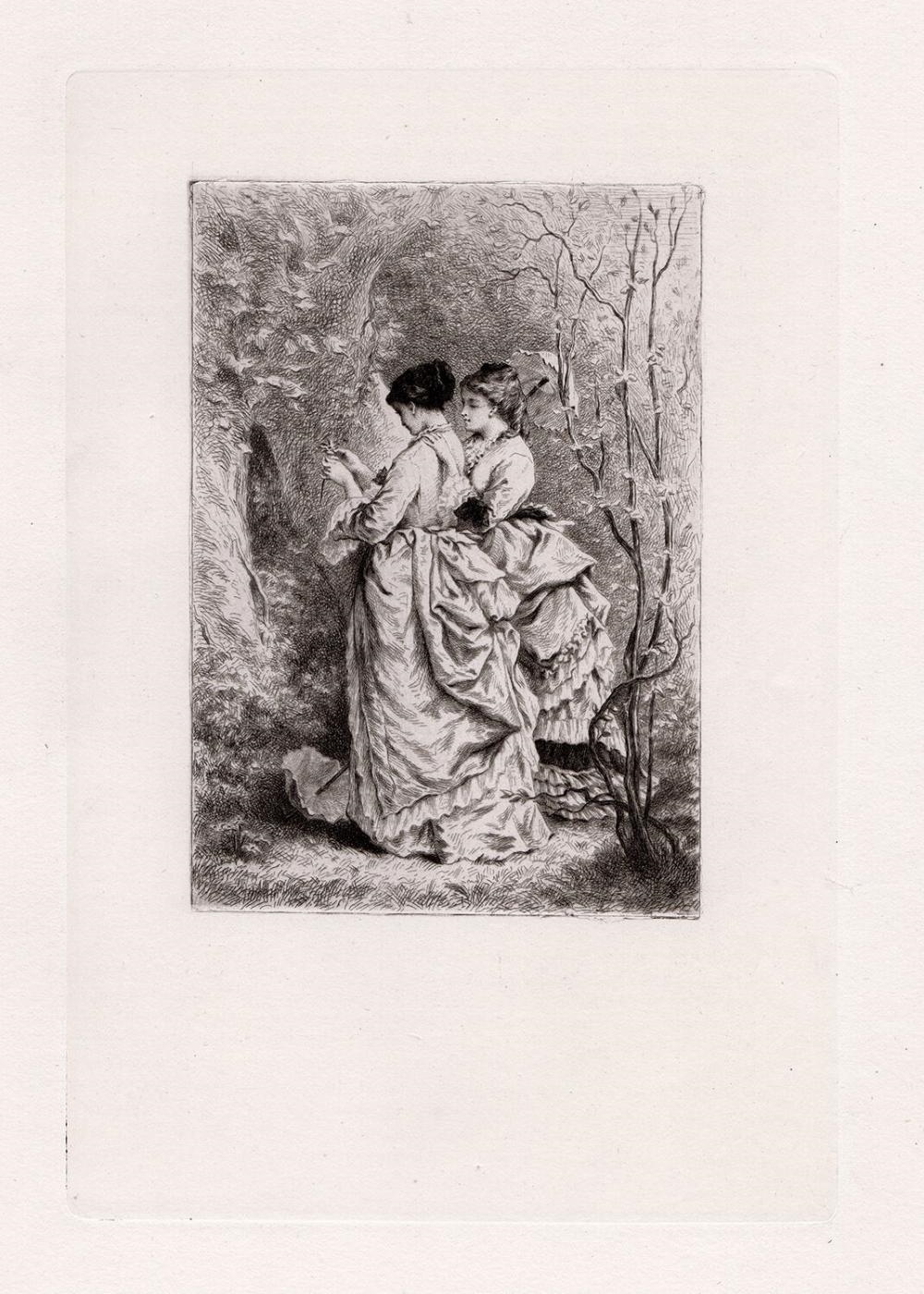 Artwork by Pierre Edmond Hedouin, Spring, Made of Original Copper Plate Etching On Laid Paper