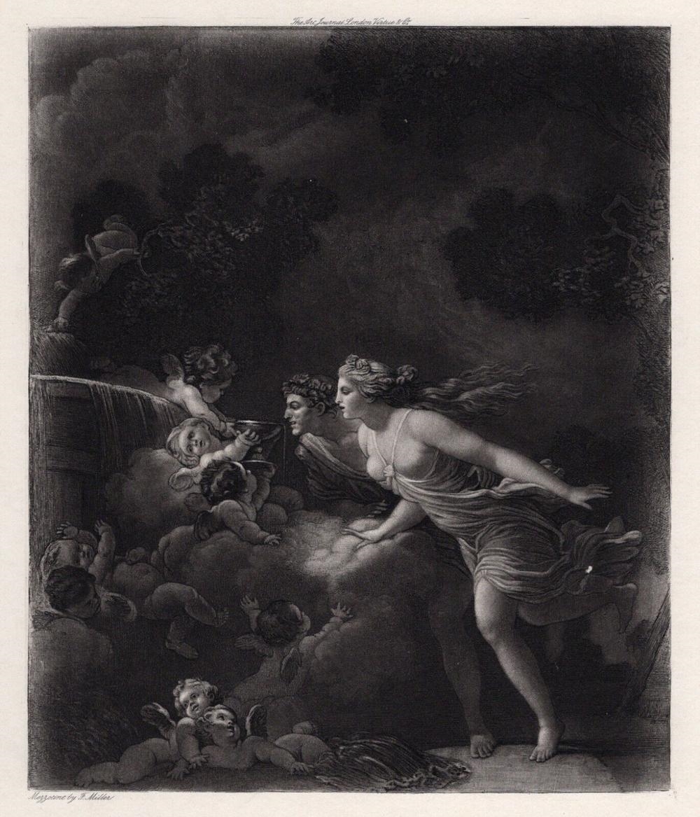 Artwork by Jean-Honoré Fragonard, The Fountain of Love, Made of Mezzotint On Wove Paper