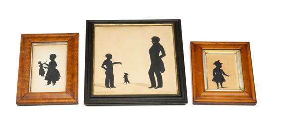 Man, His Son and Dog by Augustin Amant Constant Fidèle Edouart