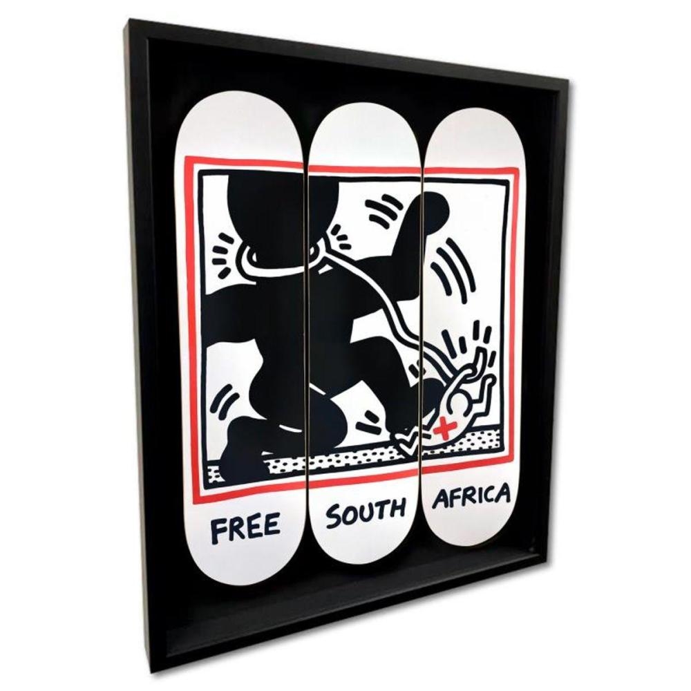 Artwork by Keith Haring, Free South Africa, Made of Mixed Media