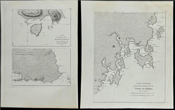 Pair of Maps of Australia (New Holland) with Tasmania or Van Diemen's Land by François Péron, 1807-1816